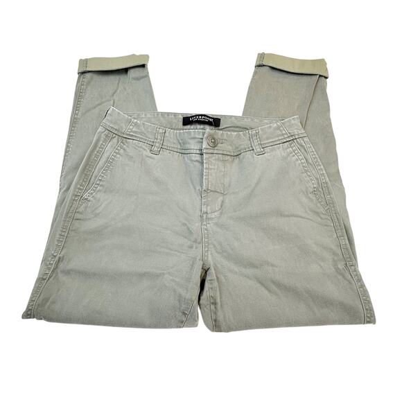 Liverpool Los Angeles Olive Green Boyfriend Cut Soft Khaki Pants Cuffed Ankle - Picture 16 of 16